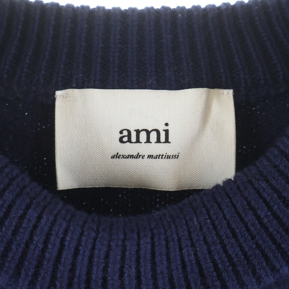 ami paris(アミパリス) AMI DE COEUR CREW NECK SWEATER アミ ドゥ クール クルーネック ニット セーター ネイビー UKS002.018