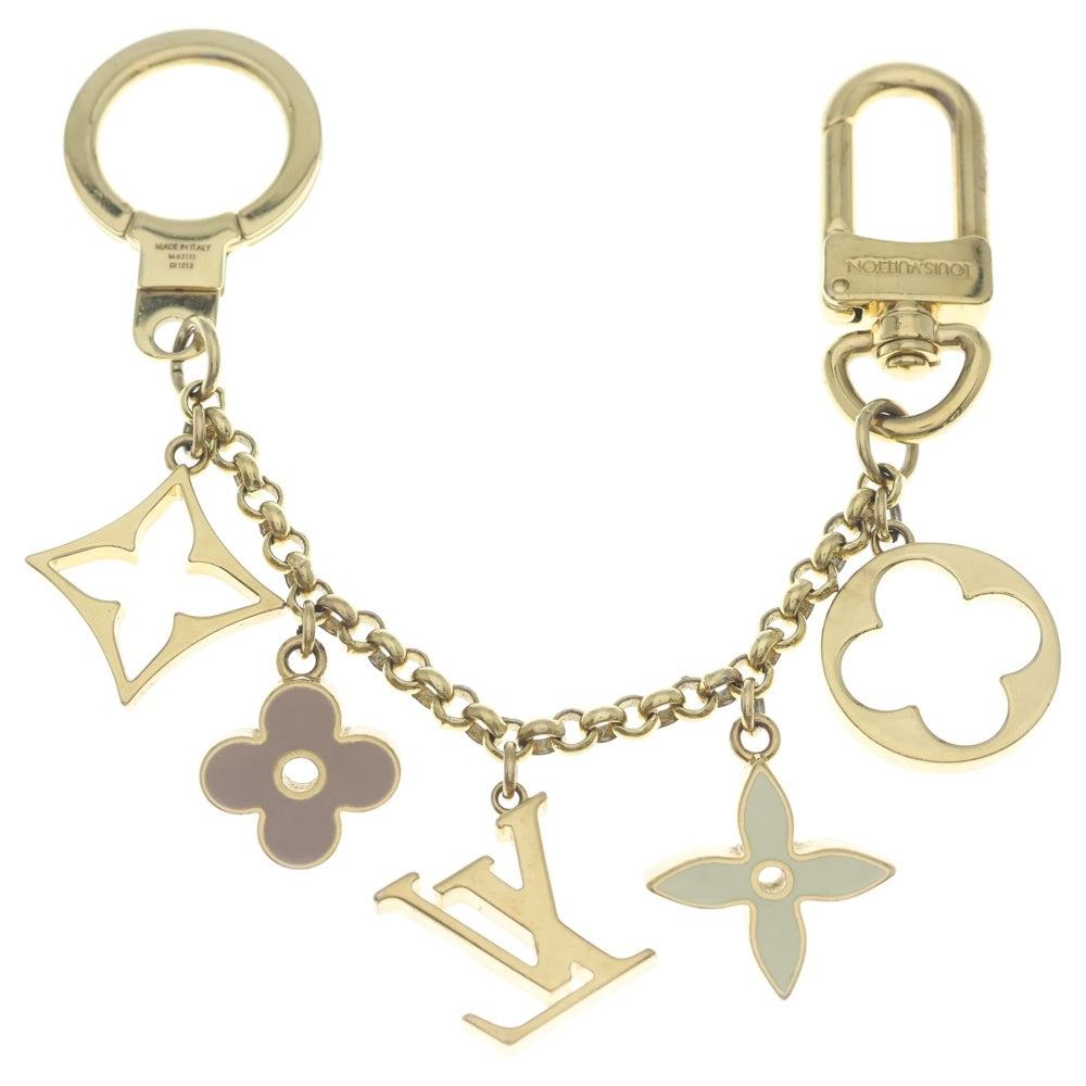 LOUIS VUITTON(ルイヴィトン) バッグチャーム チェーン フルール ドゥ モノグラム バッグチャーム キーホルダー ゴールド×ピンク M65111 レディース