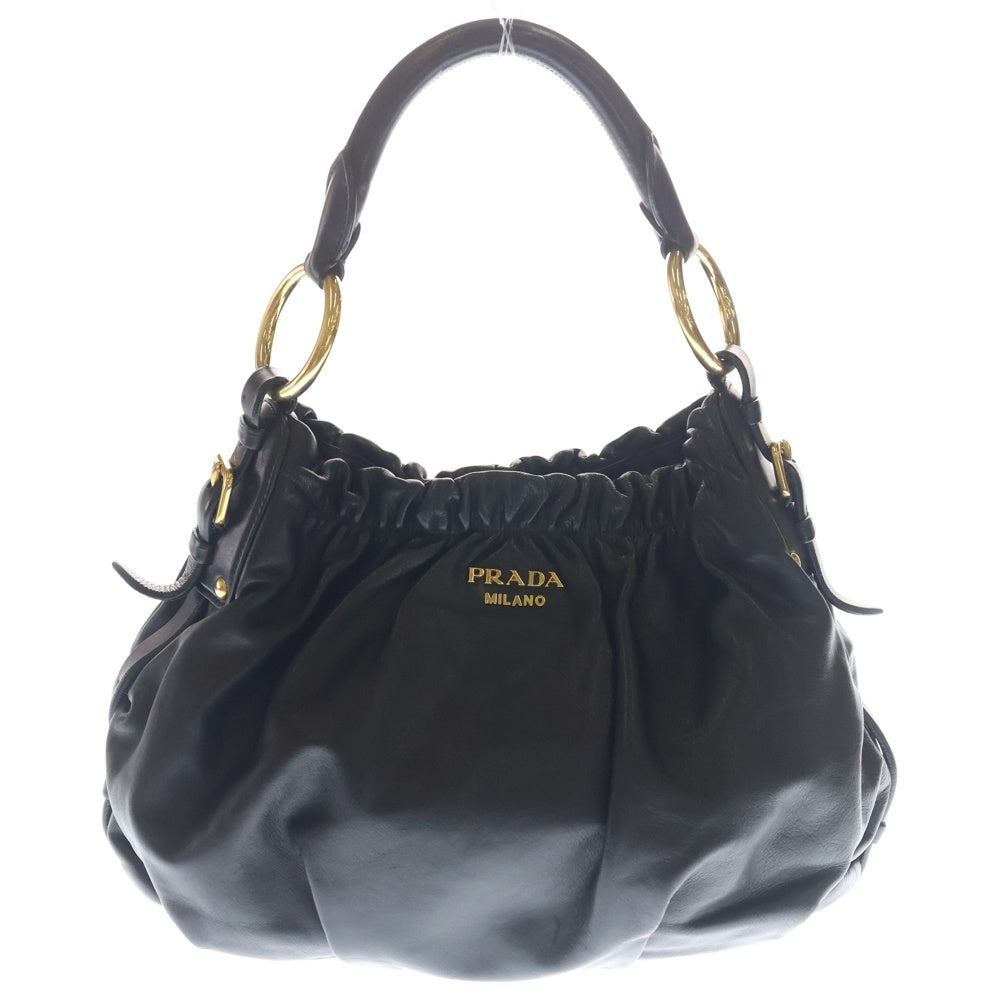PRADA(プラダ) ギャザー ワンショルダーバッグ レザー ブラック BR4225 レディース