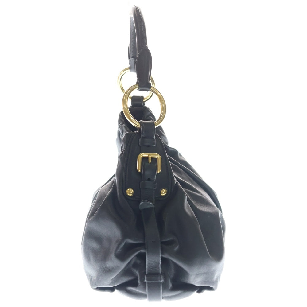 PRADA(プラダ) ギャザー ワンショルダーバッグ レザー ブラック BR4225 レディース
