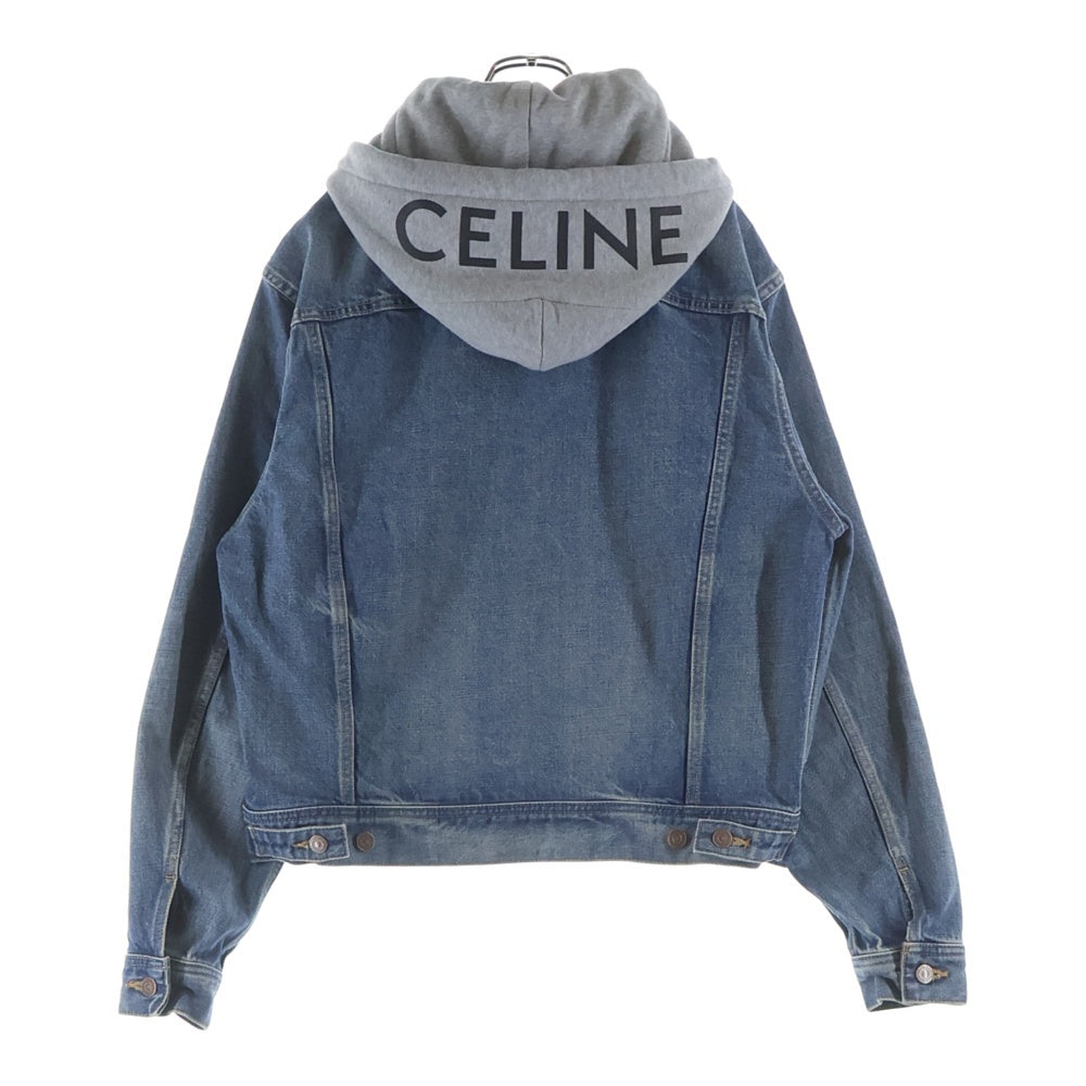 CELINE(セリーヌ) ロゴプリントフード付 トラッカー デニムジャケット インディゴ M 2Q472930F