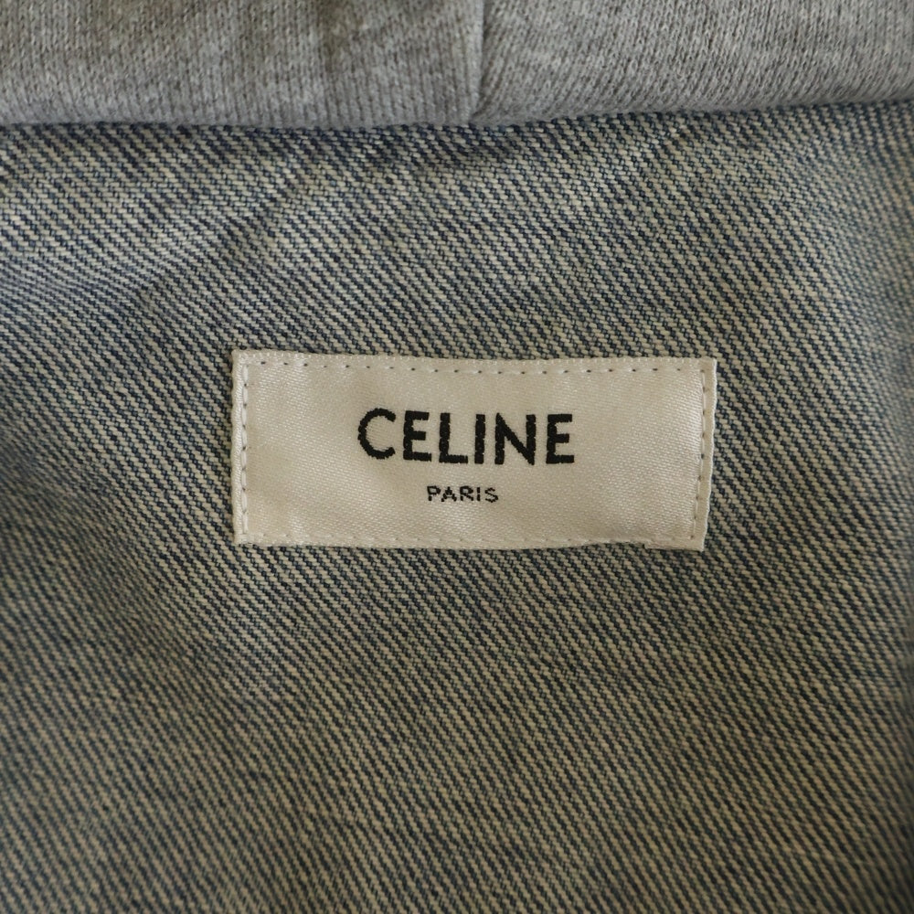 CELINE(セリーヌ) ロゴプリントフード付 トラッカー デニムジャケット インディゴ M 2Q472930F