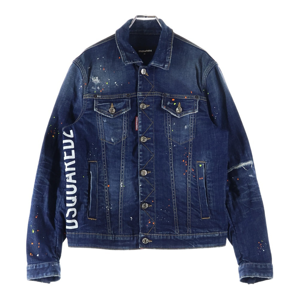 DSQUARED2(ディースクエアード) ペイント加工 デニム トラッカージャケット インディゴ S74AM1360