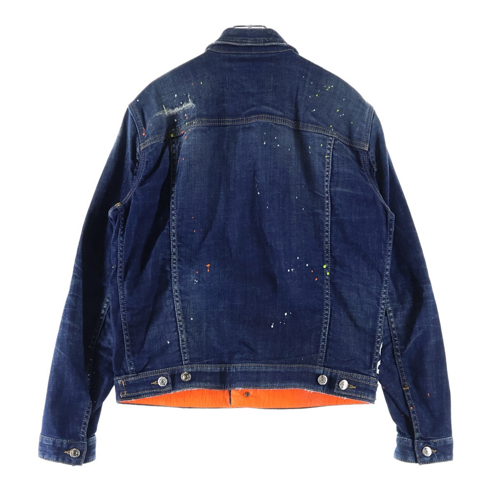 DSQUARED2(ディースクエアード) ペイント加工 デニム トラッカージャケット インディゴ S74AM1360