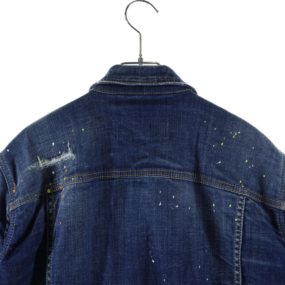 DSQUARED2(ディースクエアード) ペイント加工 デニム トラッカージャケット インディゴ S74AM1360