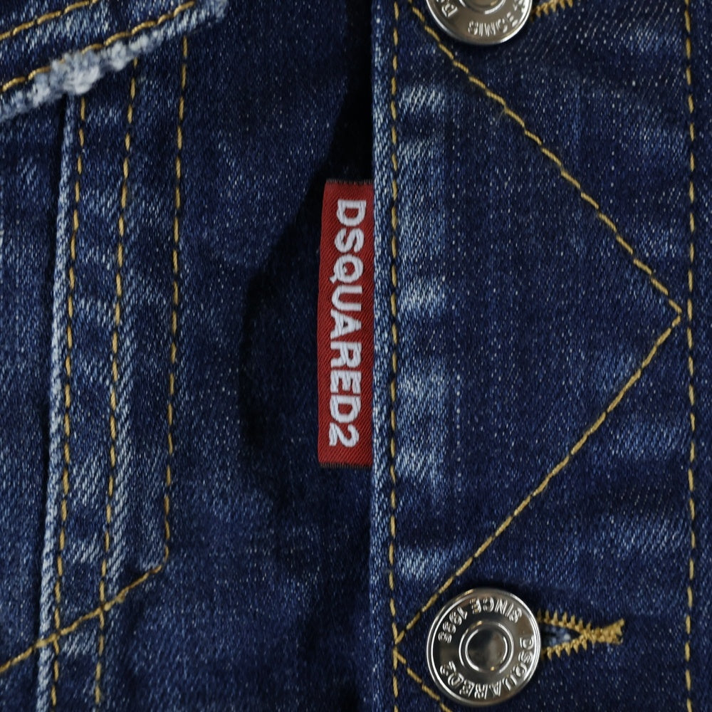DSQUARED2(ディースクエアード) ペイント加工 デニム トラッカージャケット インディゴ S74AM1360