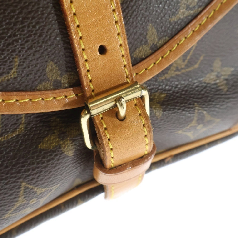 LOUIS VUITTON(ルイヴィトン) モノグラム ソミュール30 ショルダーバッグ ブラウン レザー×PVC M42256 ゴールド金具 レディース