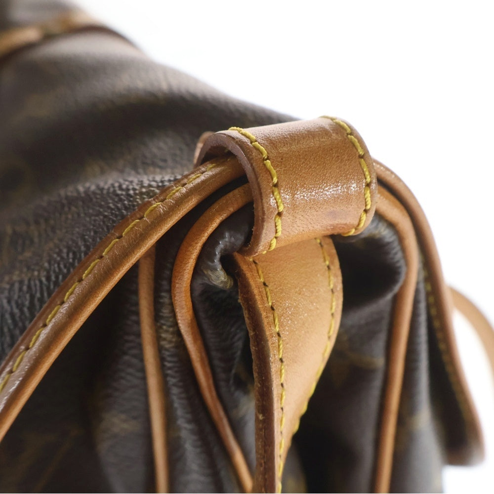 LOUIS VUITTON(ルイヴィトン) モノグラム ソミュール30 ショルダーバッグ ブラウン レザー×PVC M42256 ゴールド金具 レディース