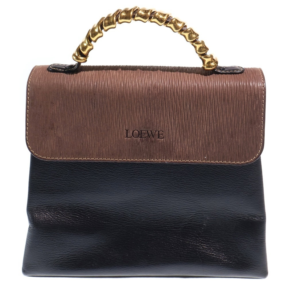 LOEWE(ロエベ) ベラスケス ハンドバッグ ブラウン×ブラック レザー ゴールド金具 レディース