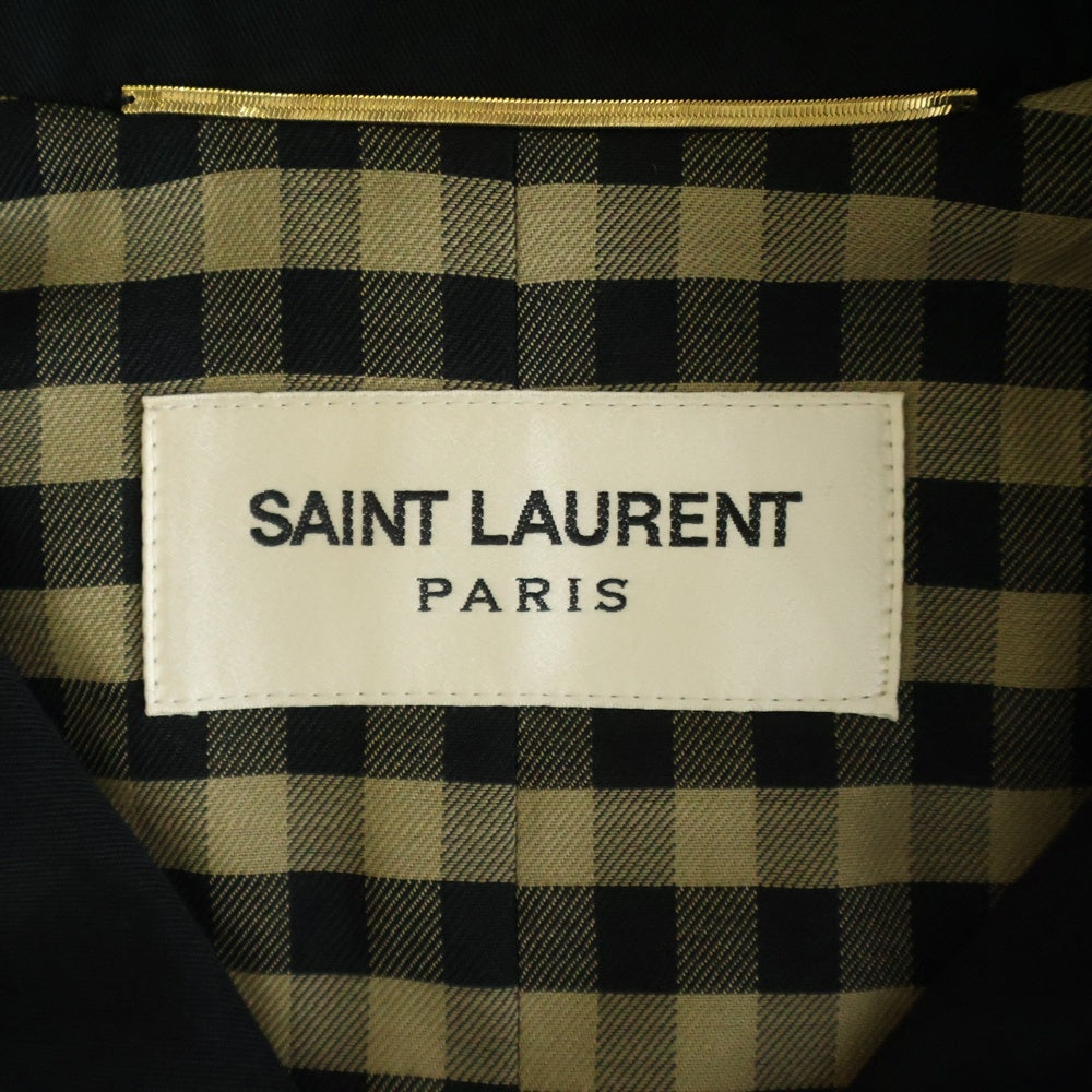 SAINT LAURENT PARIS(サンローランパリ) 13SS Permanent Collection エディ期 裏地チェック ベルト付トレンチコートブラック 340114 YA39B レディース