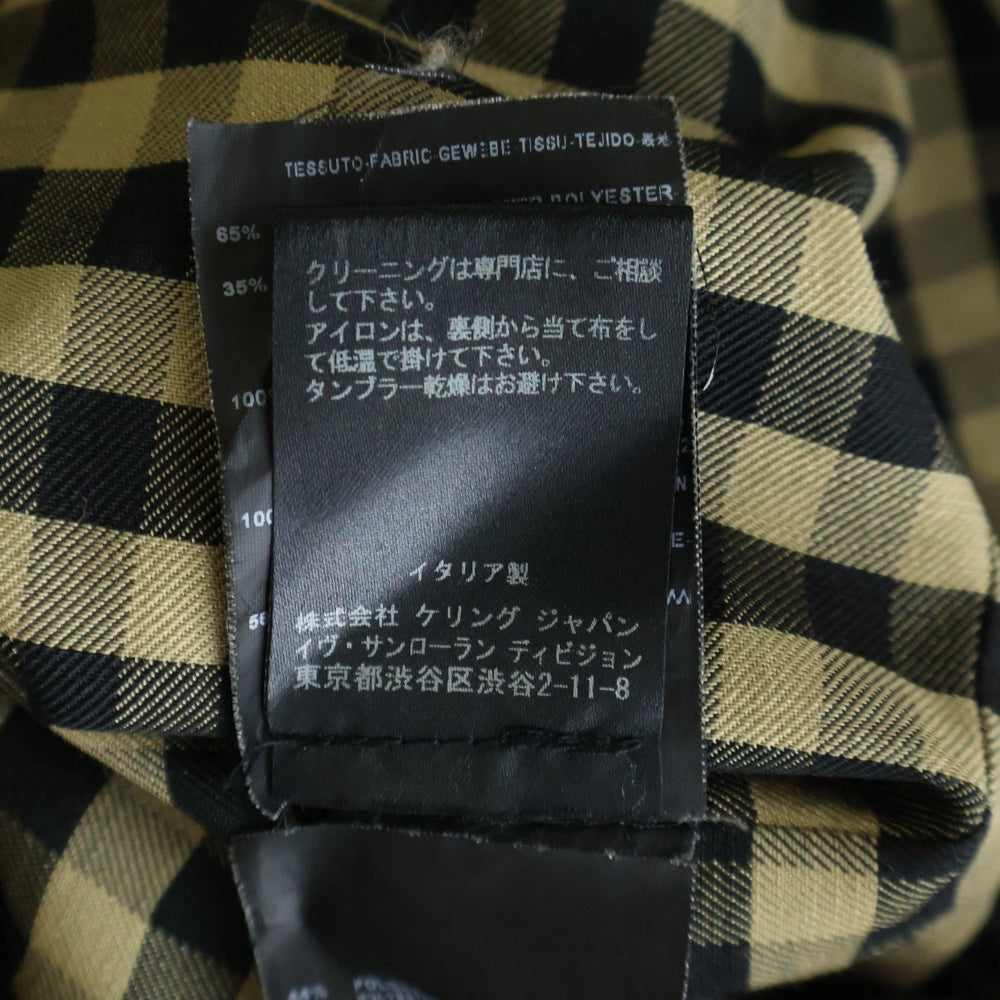SAINT LAURENT PARIS(サンローランパリ) 13SS Permanent Collection エディ期 裏地チェック ベルト付トレンチコートブラック 340114 YA39B レディース