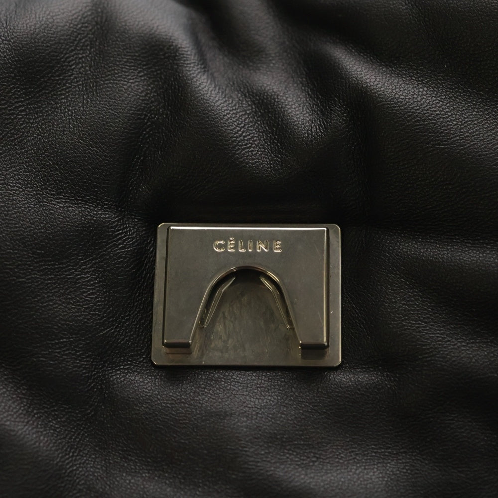 CELINE(セリーヌ) ピローバッグ レザー 中綿 ハンドバッグ ブラック レディース