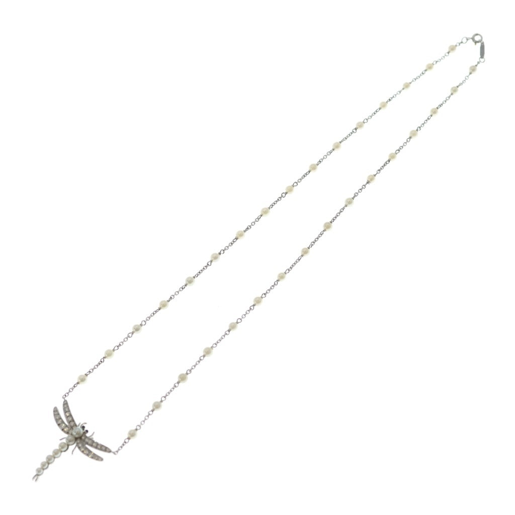 TIFFANY & Co.(ティファニー) ドラゴンフライ パール サファイア パヴェダイヤ ネックレス Pt950 プラチナ レディース