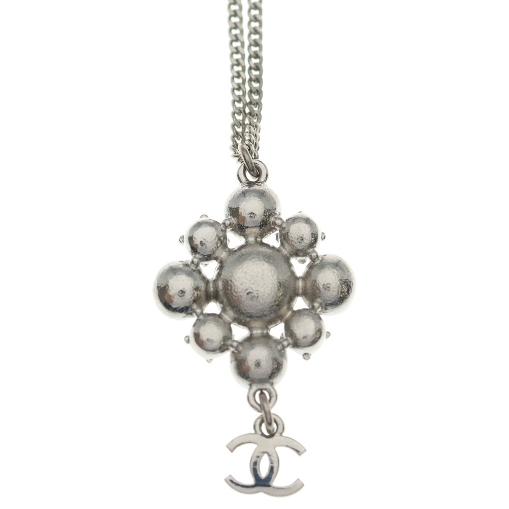 CHANEL(シャネル) ココマーク ビジュー ラインストーンネックレス ペンダント チェーン シルバー×ブラック×ピンク レディース