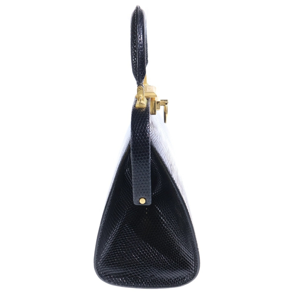 Christian Dior(クリスチャンディオール) がま口バッグ 2WAYハンドバッグ ショルダーバッグ ミニバッグ ブラック レザー ゴールド金具 レディース