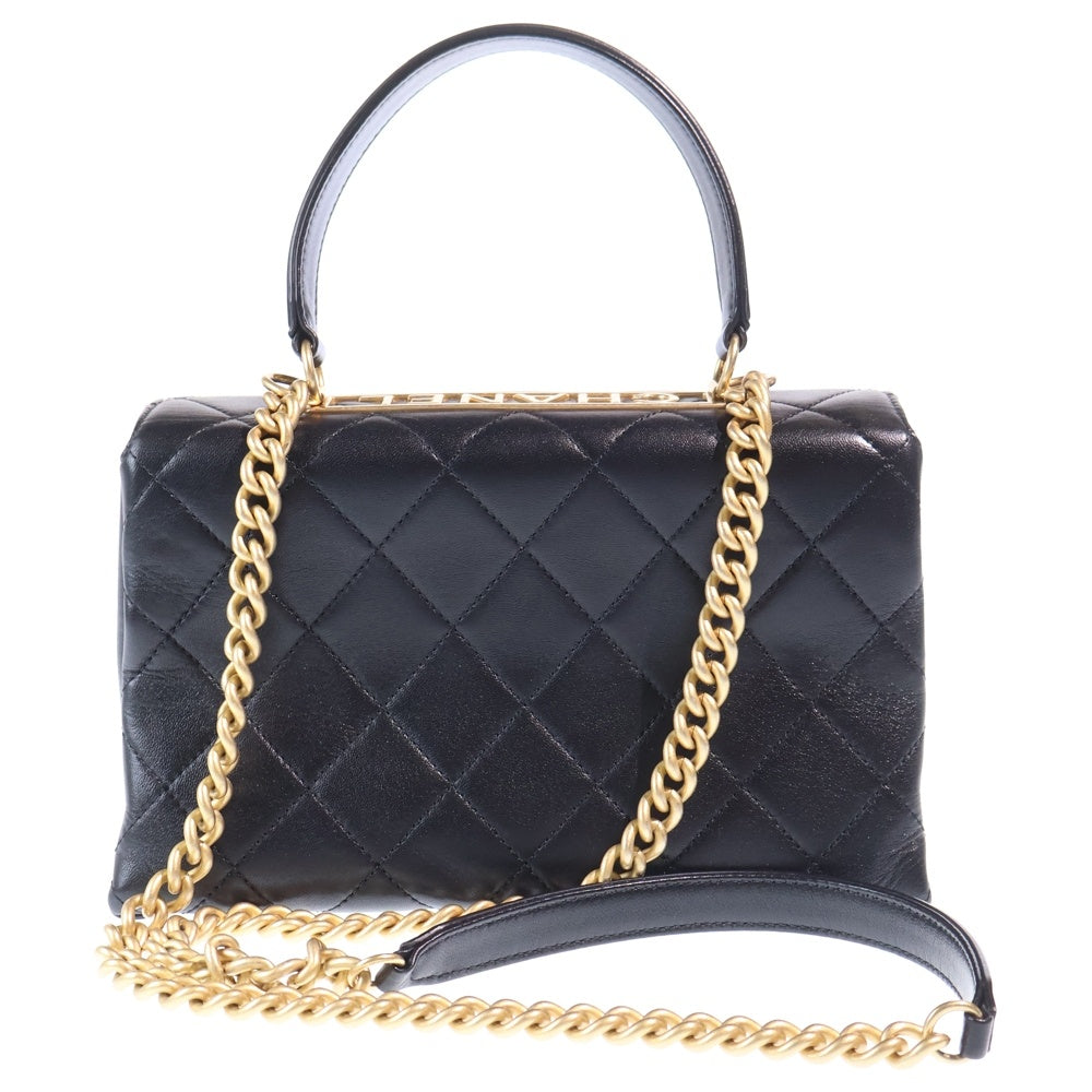 CHANEL(シャネル) トレンディCC トップハンドルバッグ 2WAYバッグ ショルダーバッグ チェーンバッグ ハンドバッグ ブラック ラムスキン ゴールド金具 レディース
