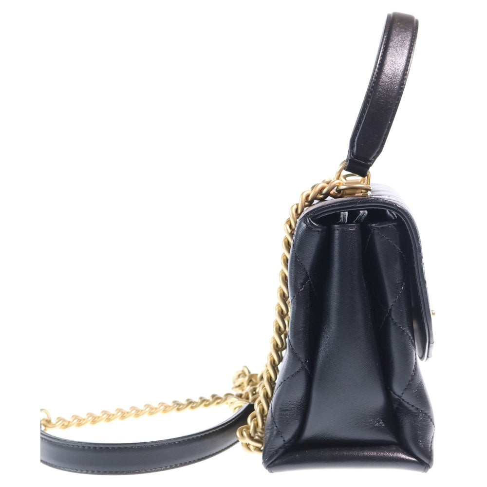 CHANEL(シャネル) トレンディCC トップハンドルバッグ 2WAYバッグ ショルダーバッグ チェーンバッグ ハンドバッグ ブラック ラムスキン ゴールド金具 レディース