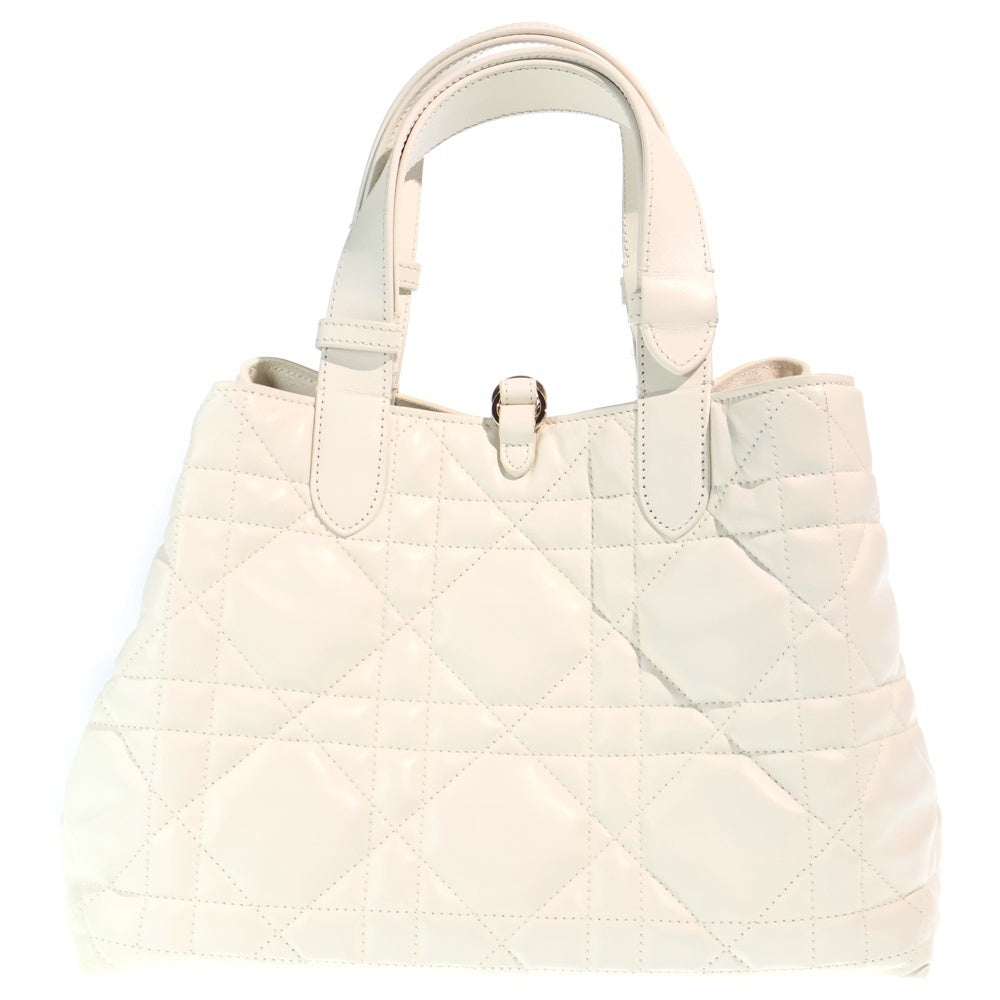 Christian Dior(クリスチャンディオール) カナージュ トゥジュール ハンドバッグ ホワイト レザー ゴールド金具 レディース