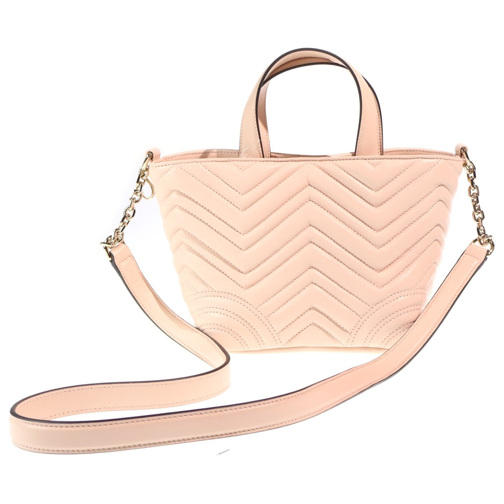 GUCCI(グッチ) GGマーモント 2WAYハンドバッグ ショルダーバッグ ペールピンク レザー 847386 ゴールド金具 レディース