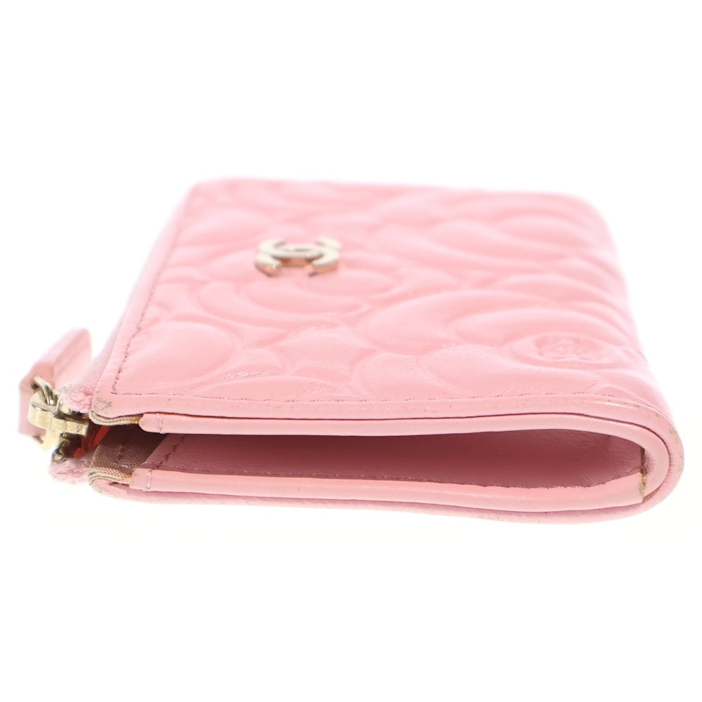 CHANEL(シャネル) カメリア コインケース バッグチャーム 小物入れ ピンク レザー ゴールド金具 レディース