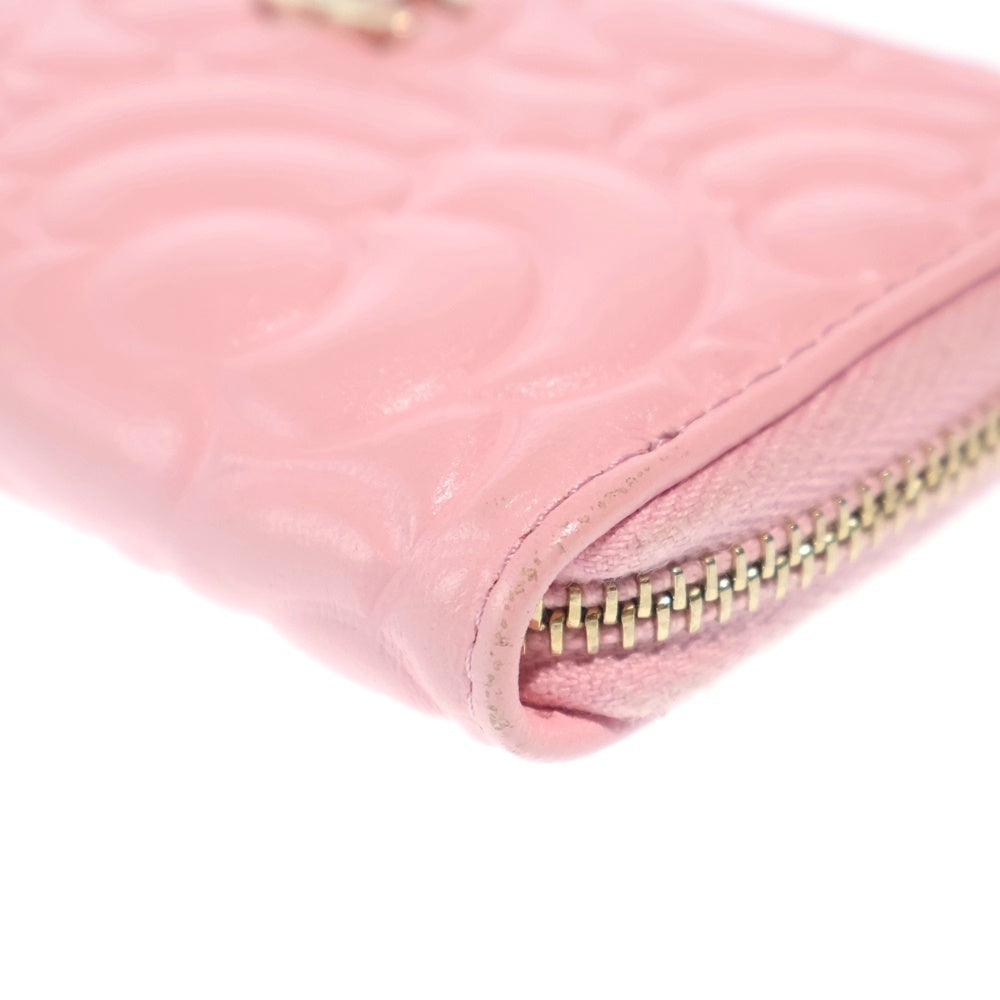 CHANEL(シャネル) カメリア コインケース バッグチャーム 小物入れ ピンク レザー ゴールド金具 レディース