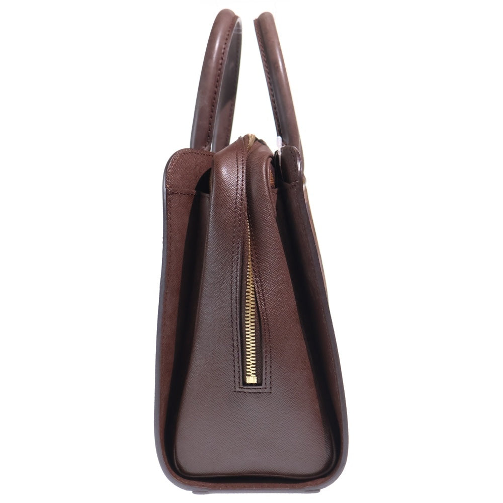 LOUIS VUITTON(ルイヴィトン) ダミエ トリアナ ハンドバッグ ブラウン レザー×PVC N51155 ゴールド金具 レディース