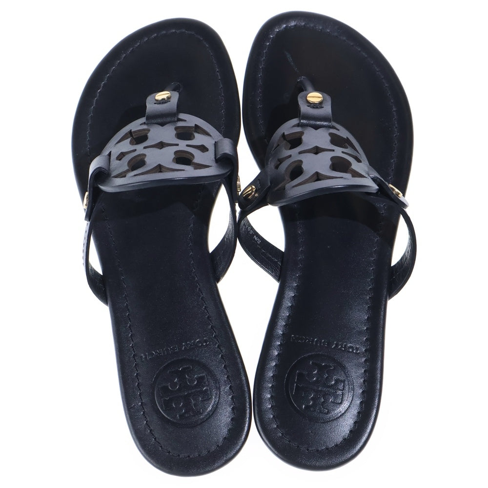 TORY BURCH(トリー バーチ) レザー ロゴ ストラップ フラットサンダル シューズ ブラック レディース