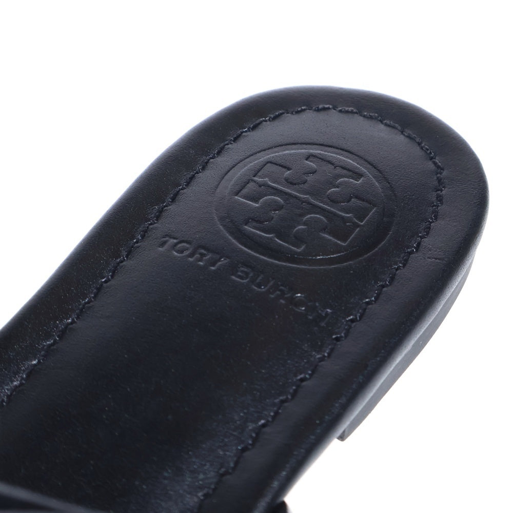 TORY BURCH(トリー バーチ) レザー ロゴ ストラップ フラットサンダル シューズ ブラック レディース