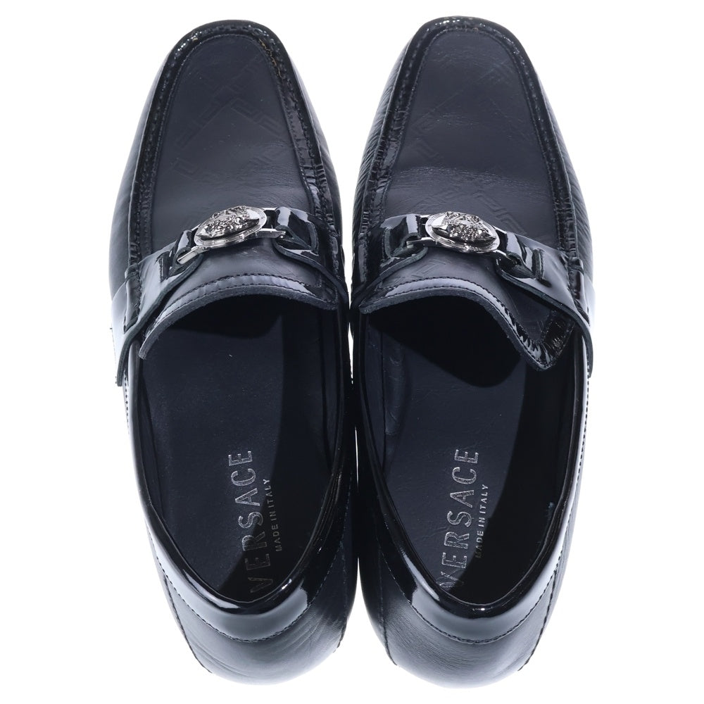 VERSACE(ヴェルサーチ) メデューサバックル パテント コンビレザー ローカットシューズ ローファー ブラック