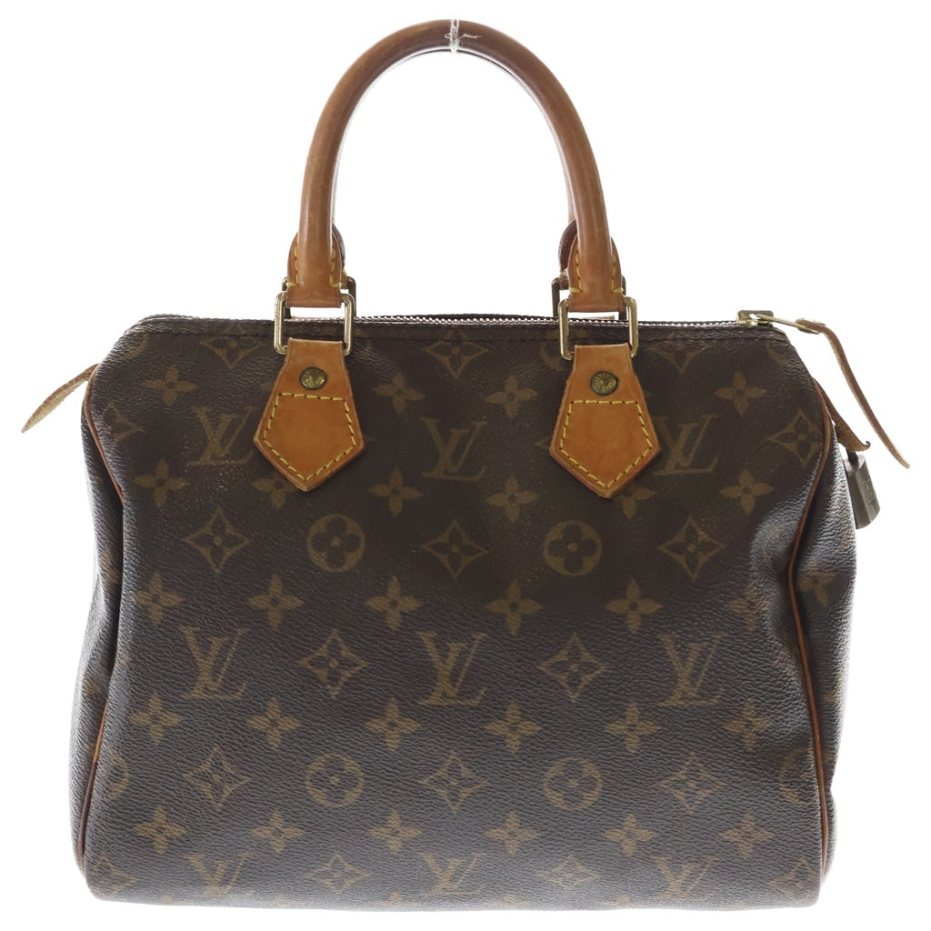 LOUIS VUITTON(ルイヴィトン) モノグラム スピーディ25 ハンドバッグ ミニボストンバッグ ブラウン レザー×PVC M41528 ゴールド金具 レディース