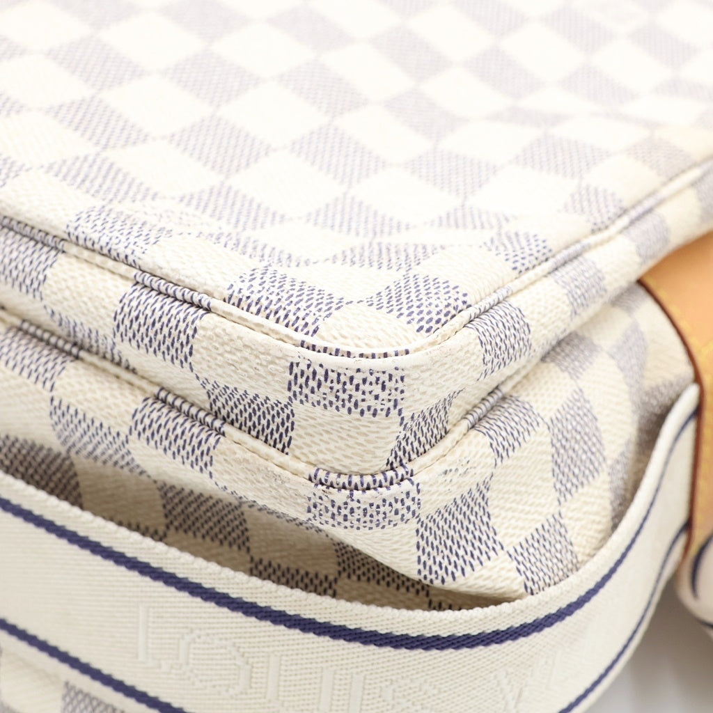 LOUIS VUITTON(ルイヴィトン) ダミエアズール ナヴィグリオ ショルダーバッグ ホワイト レザー×PVC N51189 ゴールド金具 レディース