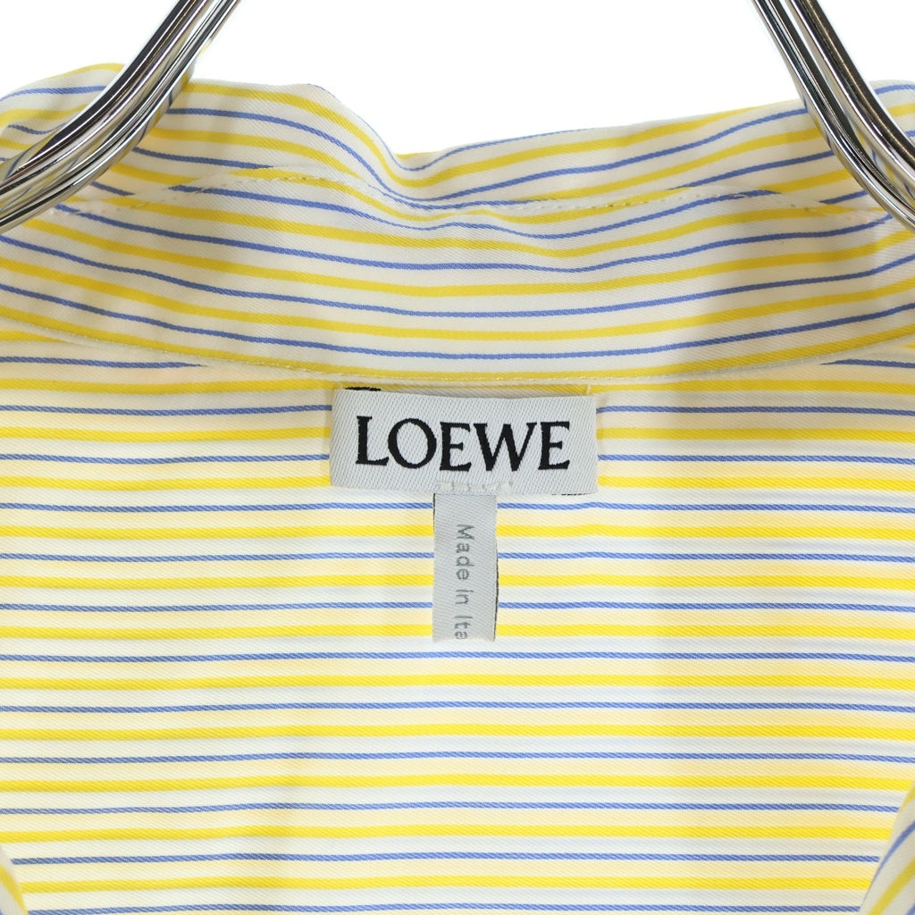 LOEWE(ロエベ) アナグラム刺繍 ストライプクロップド半袖シャツ