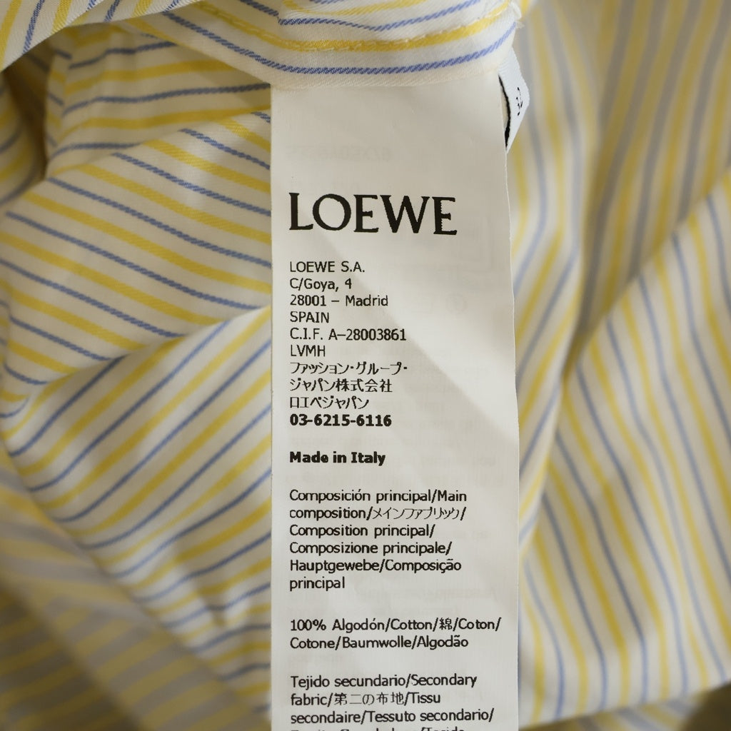 LOEWE(ロエベ) アナグラム刺繍 ストライプクロップド半袖シャツ