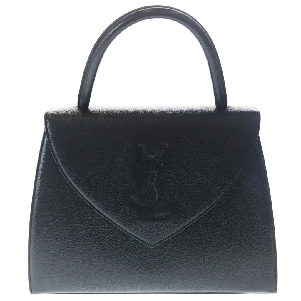 YVES SAINT LAURENT(イヴサンローラン) ロゴ ハンドバッグ フラップバッグ ブラック レザー ゴールド金具 レディース