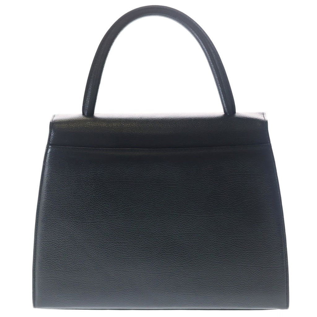 YVES SAINT LAURENT(イヴサンローラン) ロゴ ハンドバッグ フラップバッグ ブラック レザー ゴールド金具 レディース