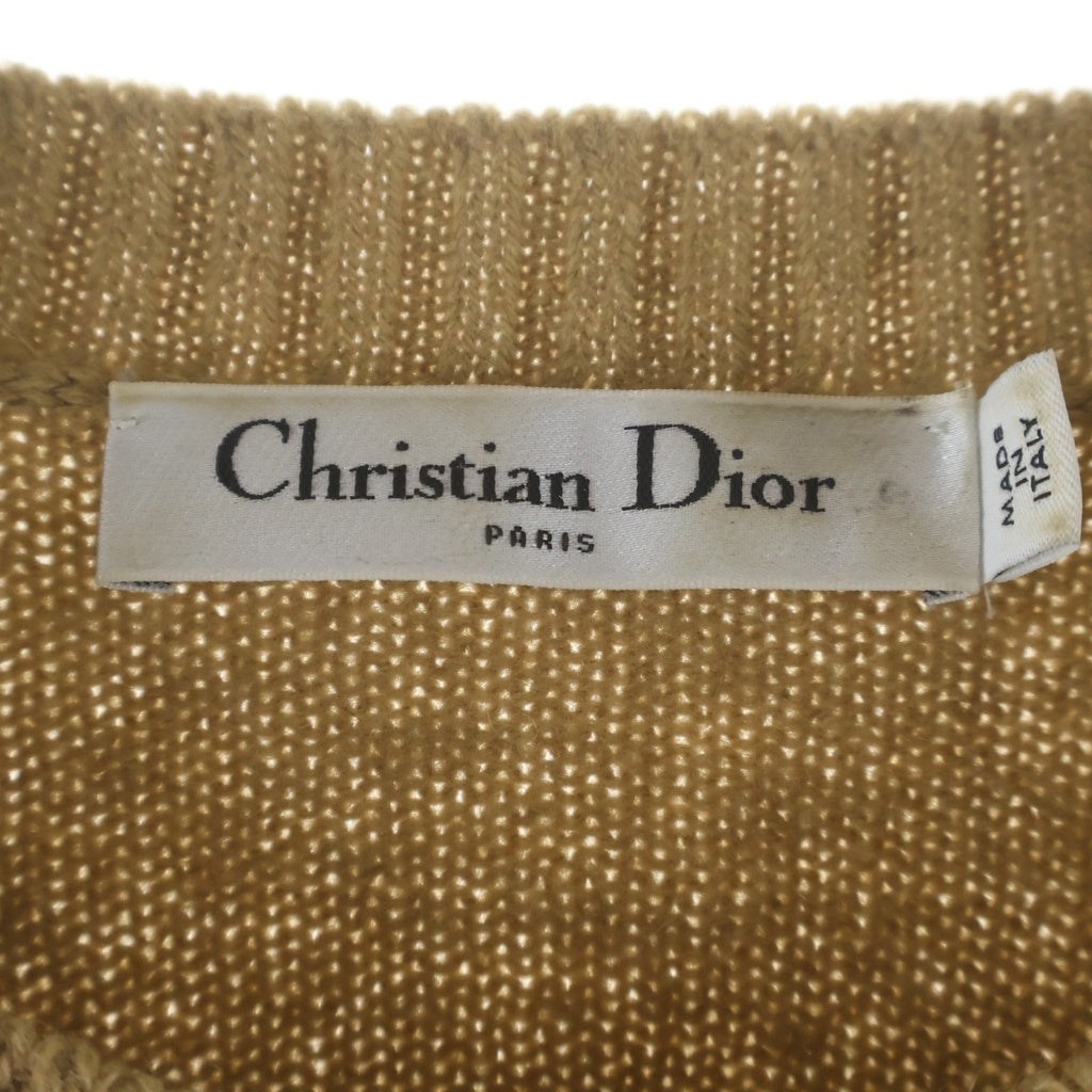 Christian Dior(クリスチャンディオール) フローラル 総柄ジャガード ウールカシミヤ混 サイドスリット ニットセーター ブラウン 124S03AM301 レディース