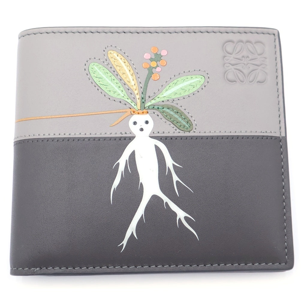 LOEWE(ロエベ) ×スナ・フジタ マンドラゴラ バイフォールド コンパクトウォレット 二つ折り財布 グレージュ レザー レディース