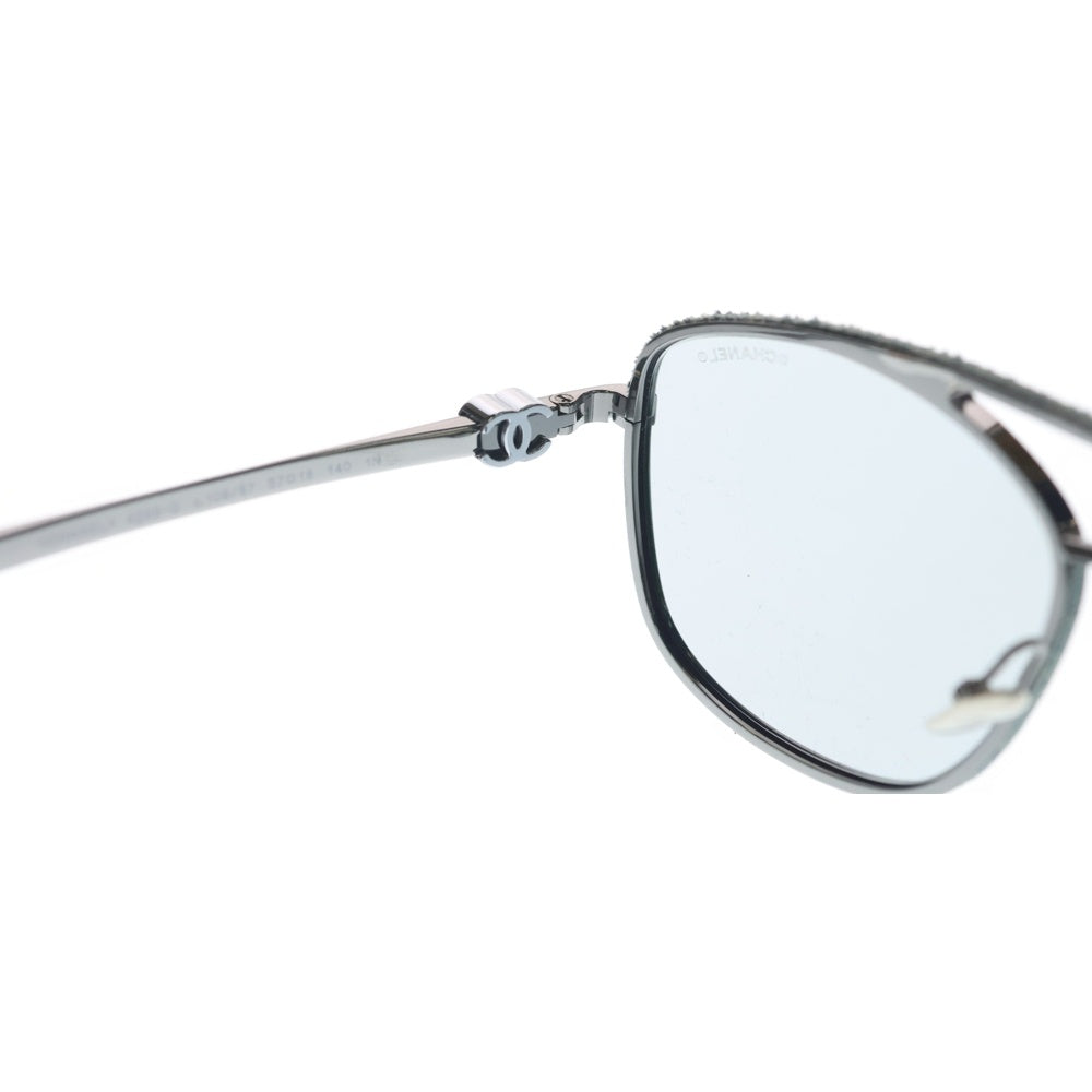 CHANEL(シャネル) キャッツアイシェイプ サングラス シルバーフレーム グレーレンズ カーフスキン×デニム 57□18 4289-Q レディース