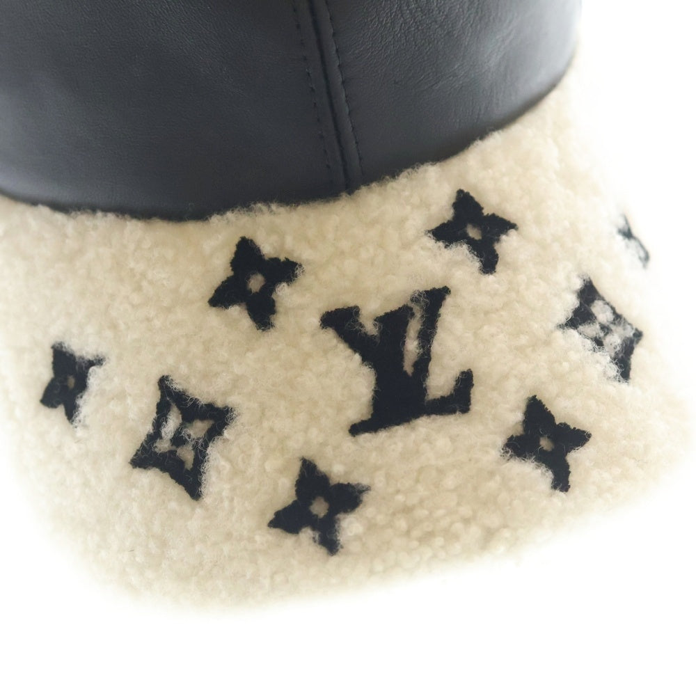 LOUIS VUITTON(ルイヴィトン) キャップ シェアリング ラムレザー×ムートン ブラック×ホワイト M M00493