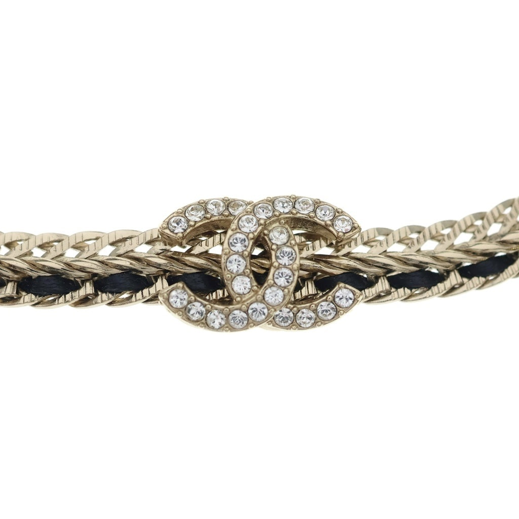 CHANEL(シャネル) ココマーク ラインストーン チョーカー ブラック×ゴールド GP B22S レディース