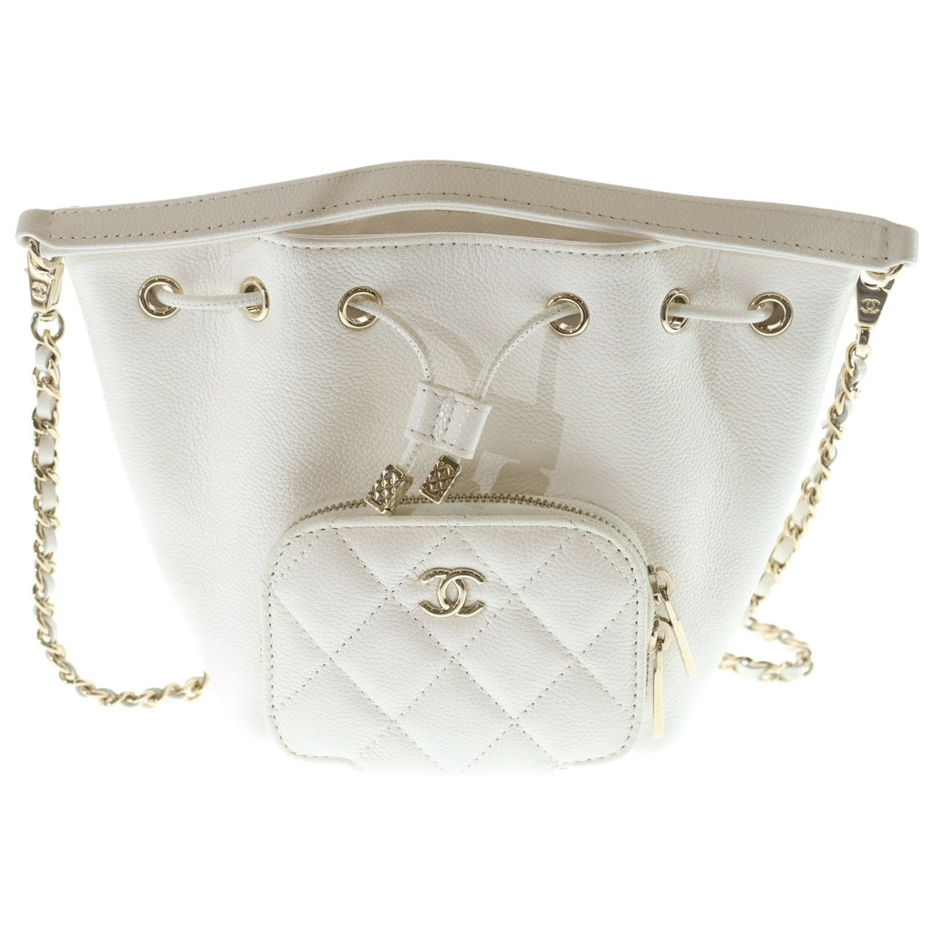 CHANEL(シャネル) マトラッセ 2WAYショルダーバッグ チェーンバッグ ミニバッグ ホワイト キャビアスキン AP2913 ゴールド金具 レディース