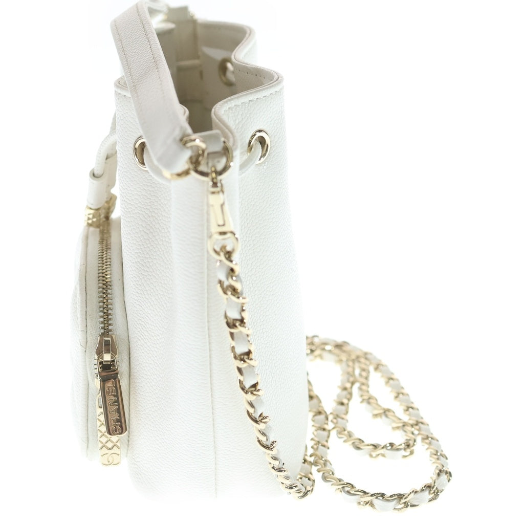 CHANEL(シャネル) マトラッセ 2WAYショルダーバッグ チェーンバッグ ミニバッグ ホワイト キャビアスキン AP2913 ゴールド金具 レディース