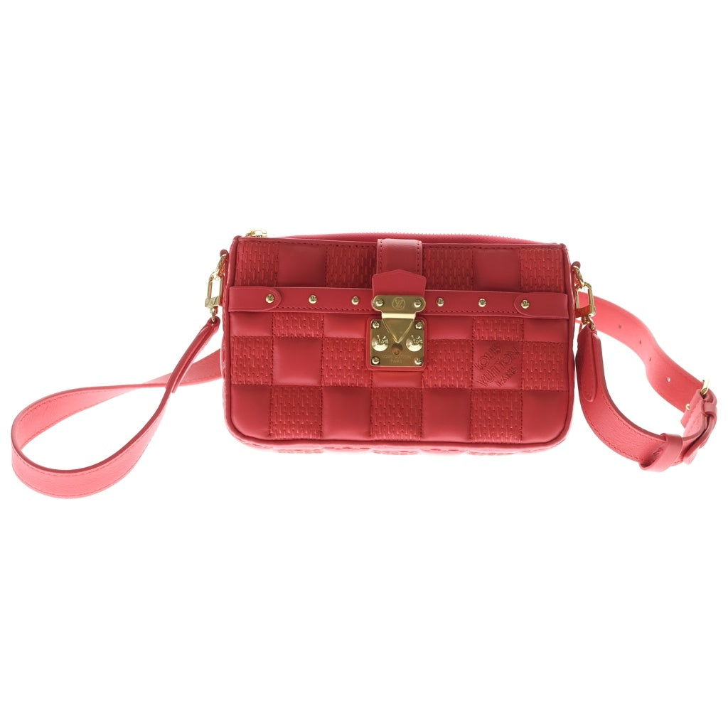 LOUIS VUITTON(ルイヴィトン) ダミエジャイアント ポシェットトロカ ローズ 2WAYバッグ ハンドバッグ ショルダーバッグ ピンクレッド レザー M59049 ゴールド金具 レディース