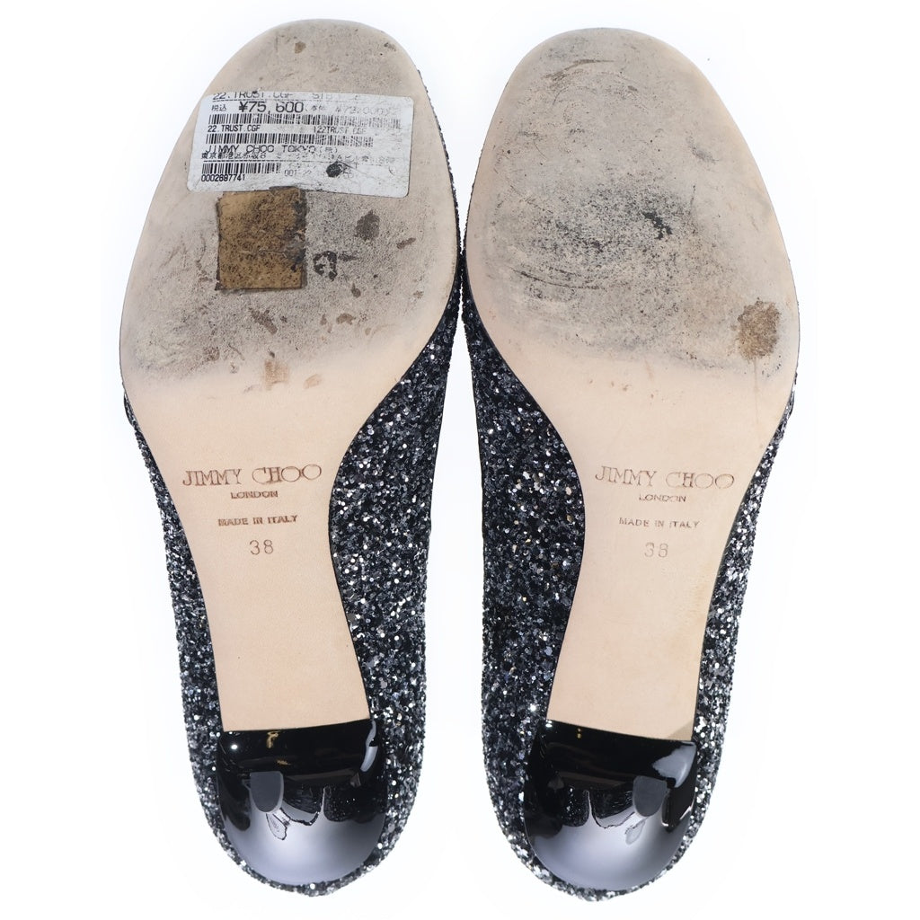 JIMMY CHOO(ジミーチュウ) ラメグリッター ヒール パンプス シューズ シルバー/ブラック レディース