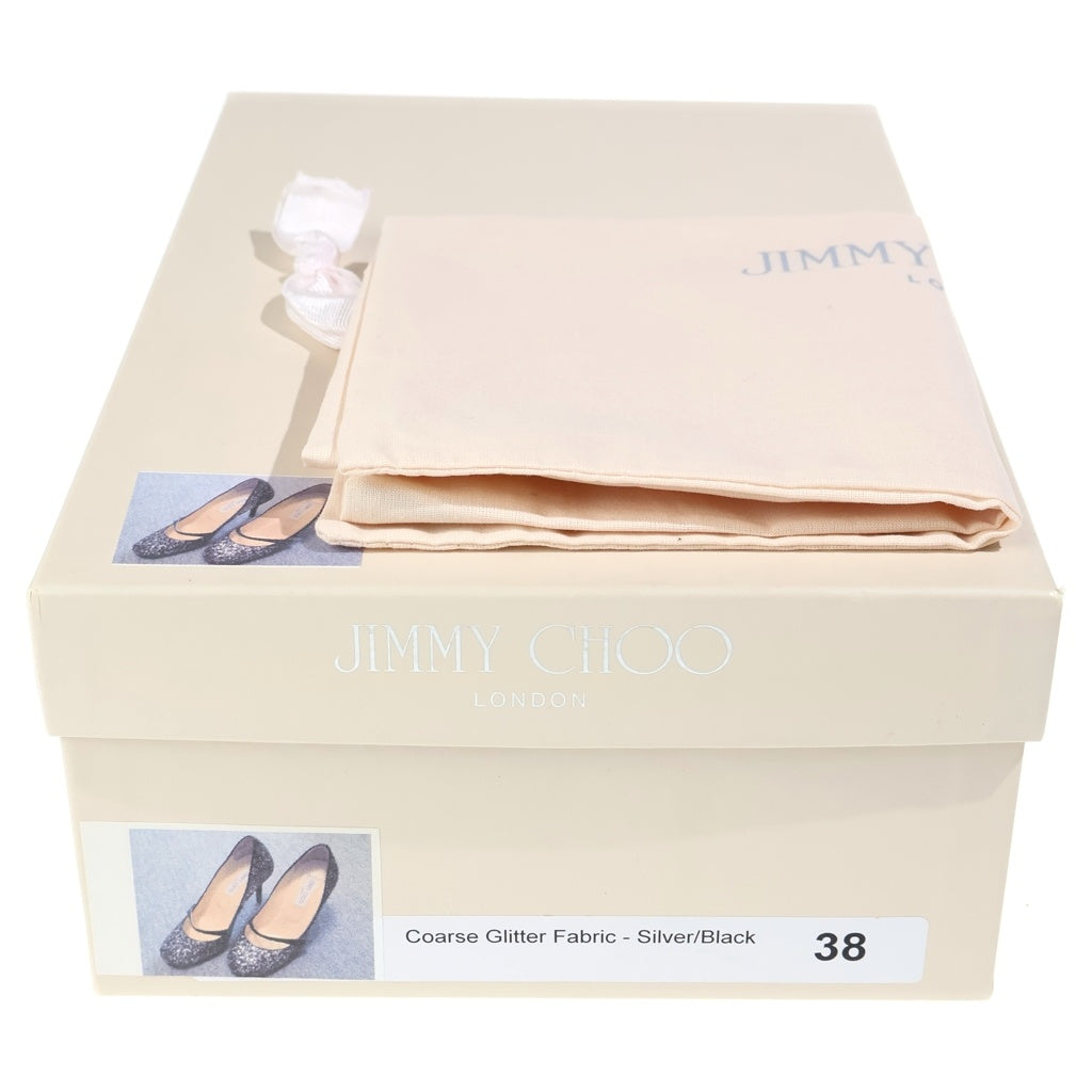 JIMMY CHOO(ジミーチュウ) ラメグリッター ヒール パンプス シューズ シルバー/ブラック レディース