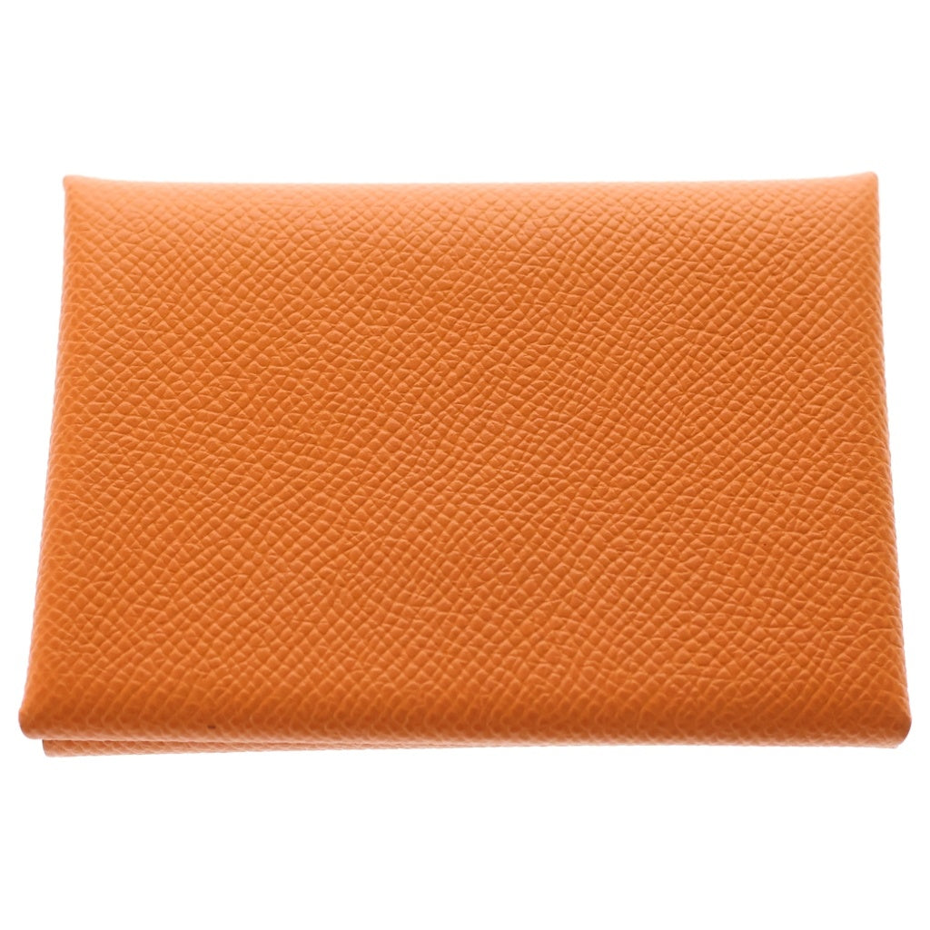 HERMES(エルメス) エルメス カルヴィデュオ エプソン レザー 小銭入れ コインケース 財布 オレンジ W刻印 レディース