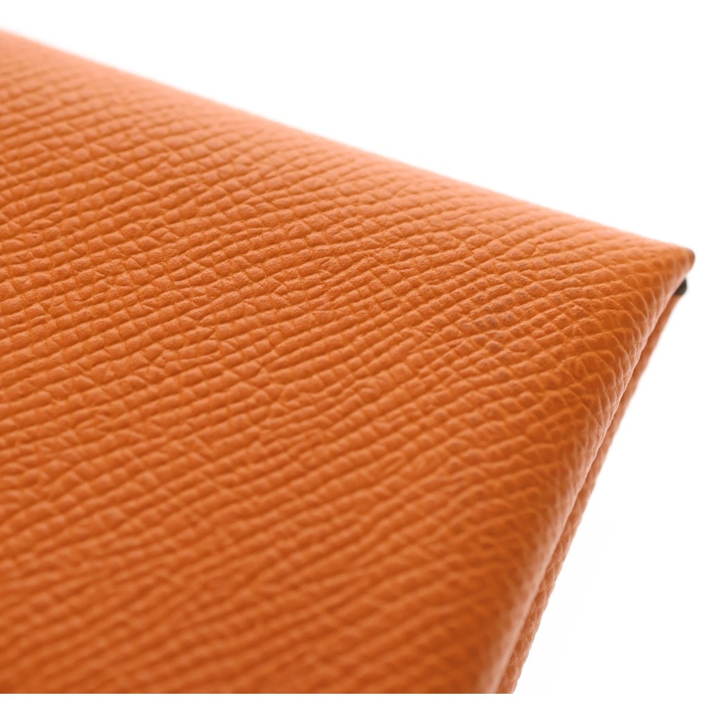 HERMES(エルメス) エルメス カルヴィデュオ エプソン レザー 小銭入れ コインケース 財布 オレンジ W刻印 レディース