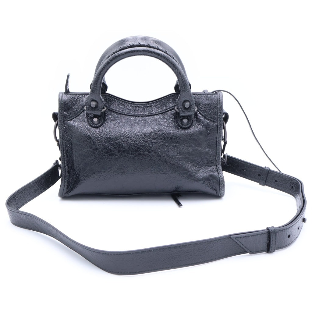 BALENCIAGA(バレンシアガ) ル シティ ミニ レザー 2WAY ハンド ショルダーバッグ ブラック 806395 レディース