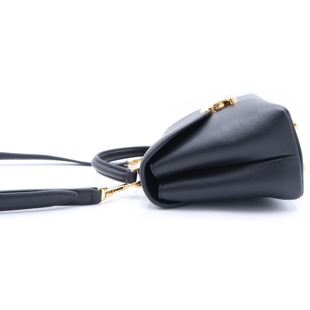 CELINE(セリーヌ) トリオンフ ティーン ニノ レザー 2WAYショルダー ハンドバッグ ブラック ゴールド金具 レディース