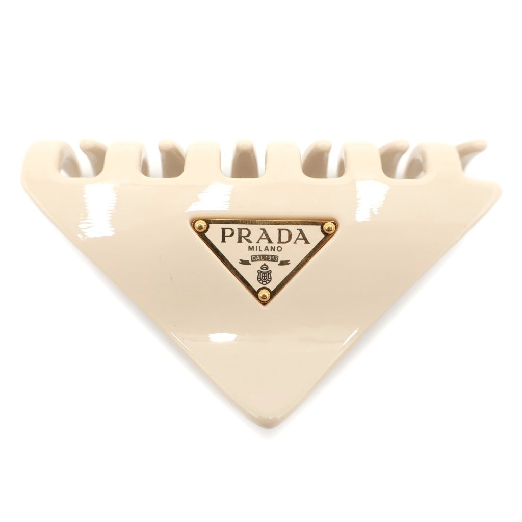 PRADA(プラダ) トライアングルロゴ ヘアクリップ アイボリー レディース